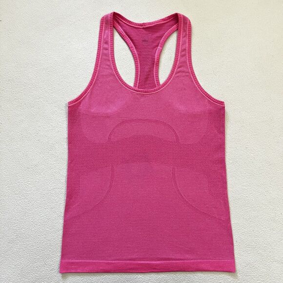 Lululemon Women Solid Bright Pink Seamless Swiftly Tech Racerback Tank Top 6 - Picture 1 of 7